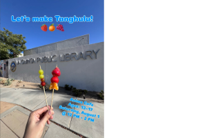 Tanghulu is pictured in front of the La Quinta Public Library. 