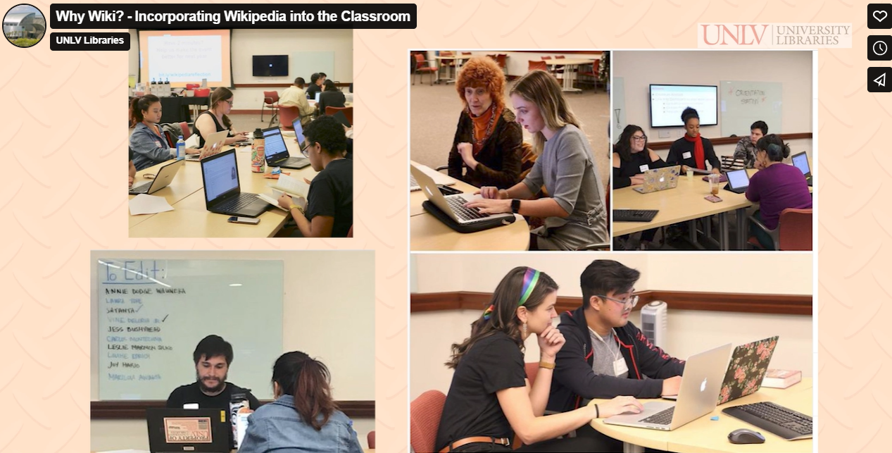 The UNLV Library hosts annual Wikipedia Edit-a-Thon events. (Image Courtesy of UNLV Vimeo)