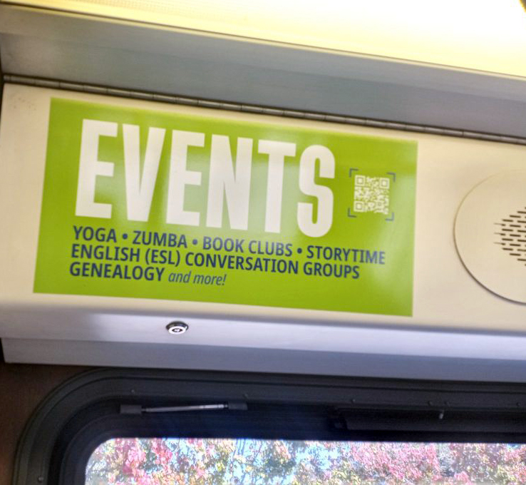 Sacramento Public Library Events are advertised on the Sacramento Rolling Library Train. (Photo Courtesy of Yelp/Used for Educational Purposes)