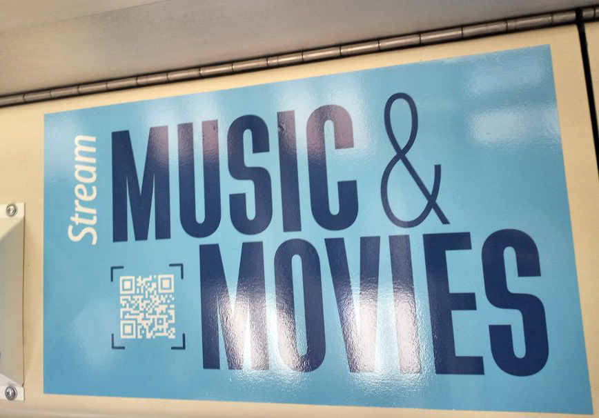 Streaming music and movie capabilities offered by the Sacramento Public Library system are marketed on the Sacramento Rolling Library Train. (Photo Courtesy of Yelp/Used for Educational Purposes)