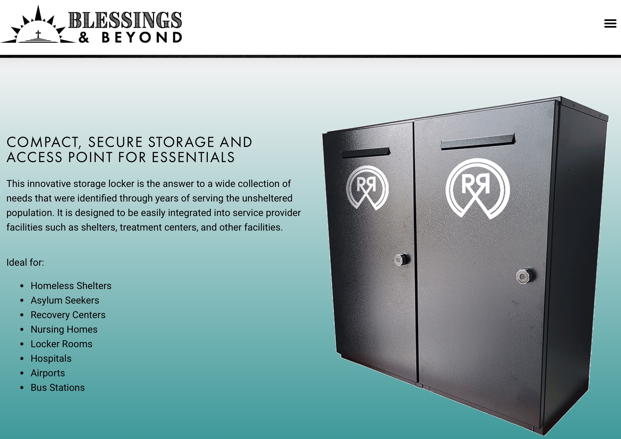 Two black metal lockers with short description.