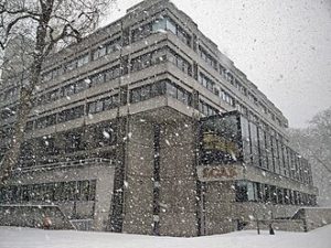 Library in a snowstorm