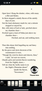 Screenshot of a section of 'The Raven' by Edgar Allen Poe from the NYPL Instagram account.
