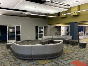 photograph of new couches in Lakeshore Library