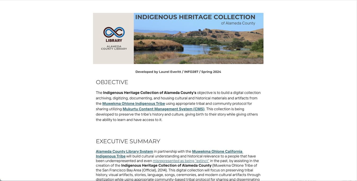 Indigenous Heritage Collection of Alameda County screen shot.