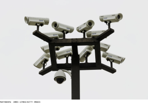 A picture of surveillance cameras pointing in many directions